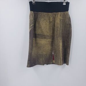 EMMANUEL DIEZ tan & black suede leather skirt  Womens sz 1 /XS
